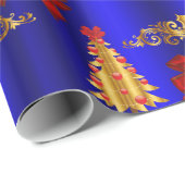 Kerstdecorpons blauw cadeaupapier (Rol Hoek)