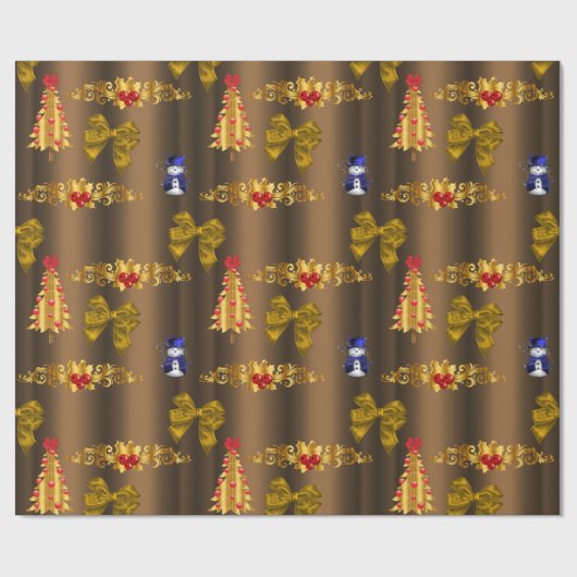 Kerstdecorpties in Bronze Cadeaupapier (Vlak)