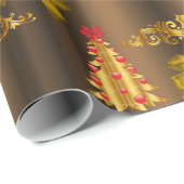 Kerstdecorpties in Bronze Cadeaupapier (Rol Hoek)