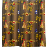 Kerstdecorpties in Bronze Douchegordijn (Voorkant)