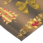 Kerstdecorpties in Bronze Tafelkleed (Gekanteld)