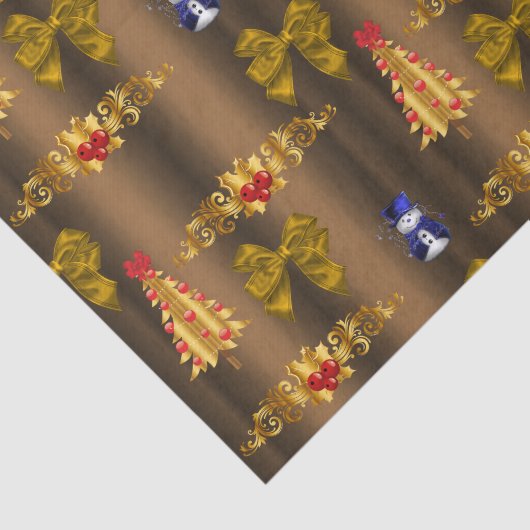 Kerstdecorpties in Bronze Tissuepapier (Detail)