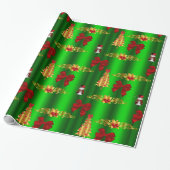 Kerstdecorpties op groen cadeaupapier (Uitgerold)