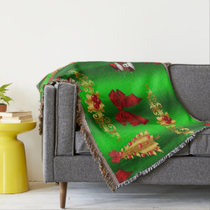 Kerstdecorpties op groen deken