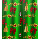 Kerstdecorpties op groen douchegordijn (Voorkant)