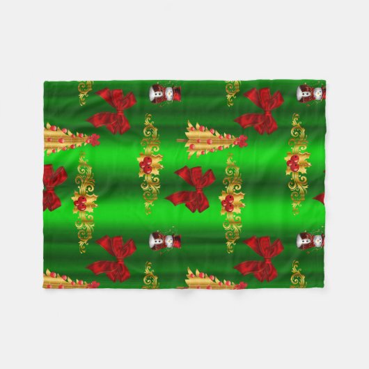 Kerstdecorpties op groen fleece deken (Voorkant (Horizontaal))