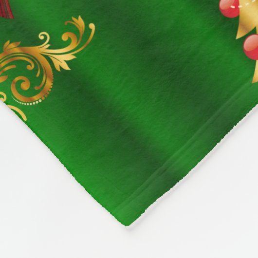Kerstdecorpties op groen fleece deken (Hoek)