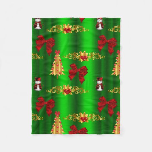 Kerstdecorpties op groen fleece deken (Voorkant)