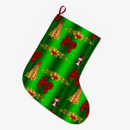 Kerstdecorpties op groen grote kerstsok