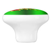 Kerstdecorpties op groen keramische knop (Zijkant)