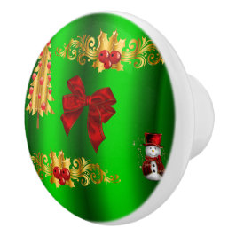 Kerstdecorpties op groen keramische knop
