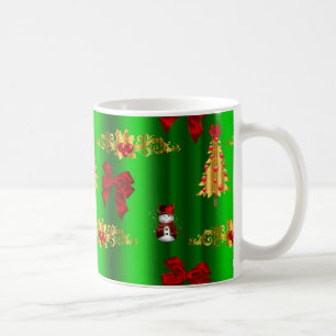 Kerstdecorpties op groen koffiemok