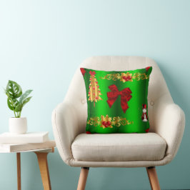 Kerstdecorpties op groen kussen