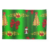 Kerstdecorpties op groen kussensloop (Achterkant)