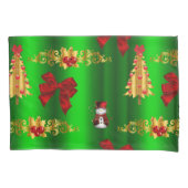 Kerstdecorpties op groen kussensloop (Voorkant)