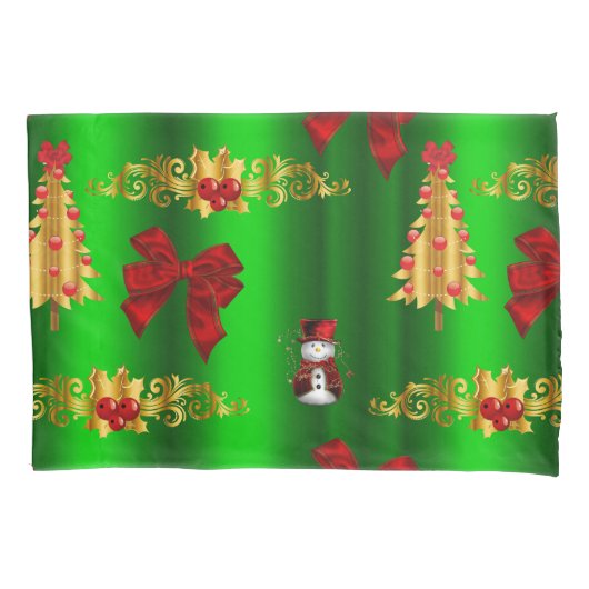 Kerstdecorpties op groen kussensloop (Voorkant)