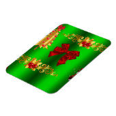 Kerstdecorpties op groen magneet (Linkerzijde)