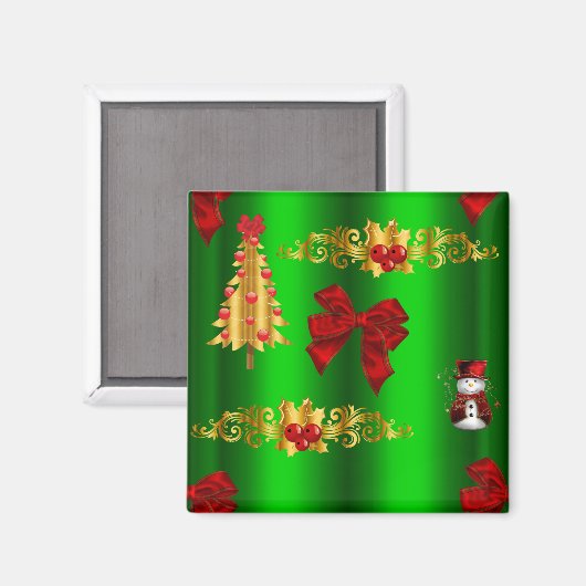 Kerstdecorpties op groen magneet (Voorkant / Achterkant)