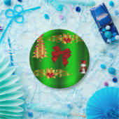 Kerstdecorpties op groen papieren bordje (Feest)