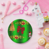 Kerstdecorpties op groen papieren bordje (Feest)