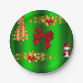 Kerstdecorpties op groen papieren bordje (Voorkant)