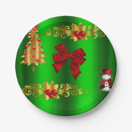 Kerstdecorpties op groen papieren bordje