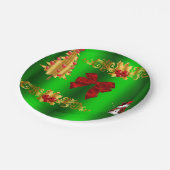 Kerstdecorpties op groen papieren bordje (Gekanteld)