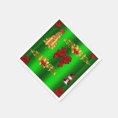 Kerstdecorpties op groen servet (Hoek)