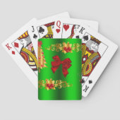 Kerstdecorpties op groen speelkaarten (Achterkant)
