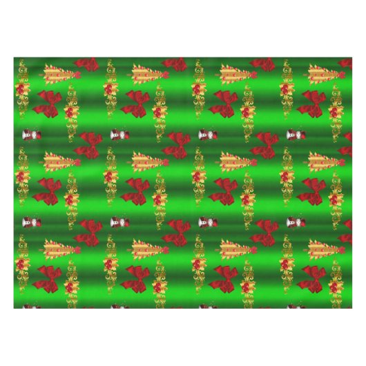 Kerstdecorpties op groen tafelkleed (Voorkant (Horizontaal))