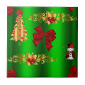 Kerstdecorpties op groen tegeltje (Voorkant)