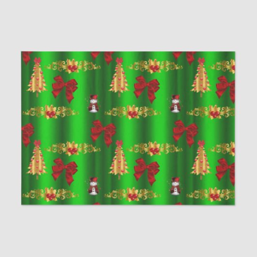 Kerstdecorpties op groen tissuepapier (Voorkant)