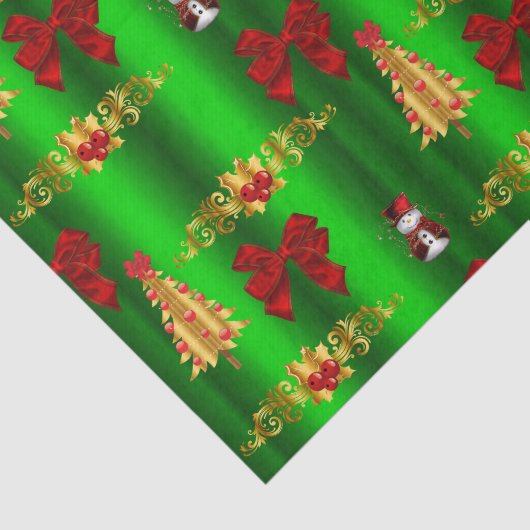 Kerstdecorpties op groen tissuepapier (Detail)