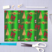 Kerstdecorpties op groen tissuepapier (Craft)