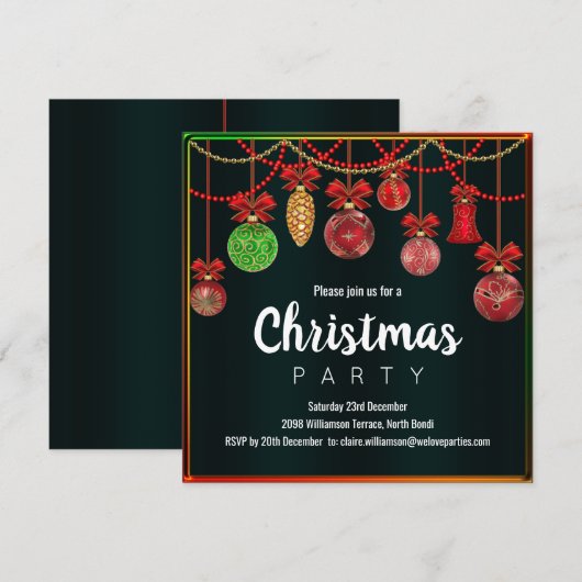 Kerstdecortatie Uitnodigen Kaart (Voorkant / Achterkant)