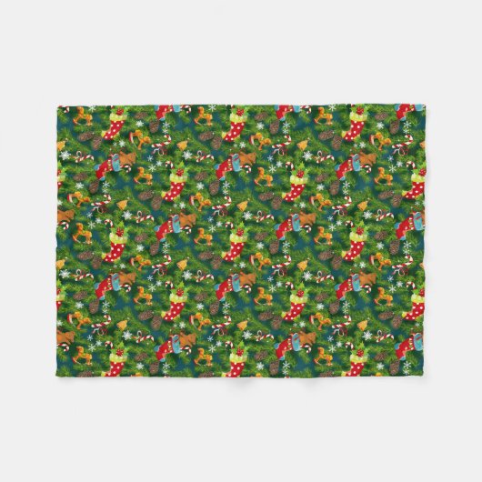 Kerstdecorteringspatroon Fleece Deken (Voorkant (Horizontaal))