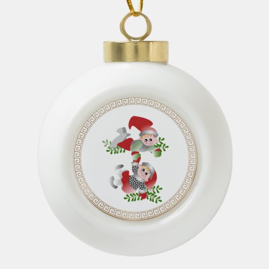kerstDeense figuren Keramische Bal Ornament (Voorkant)
