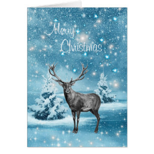 Kerstdeer Elk Winter Sparkle Holiday Kaart