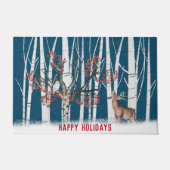 Kerstdeer en Snowy Owl Doormat Deurmat (Voorkant)