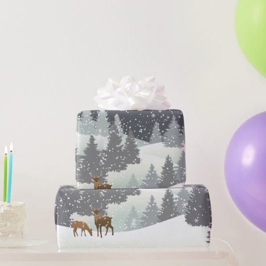 Kerstdeer en winterpines cadeaupapier (Feestgeschenken)