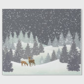 Kerstdeer en winterpines cadeaupapier (Vlak)