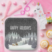 Kerstdeer en winterpines papieren bordje (Feest)