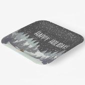 Kerstdeer en winterpines papieren bordje (Gebogen)