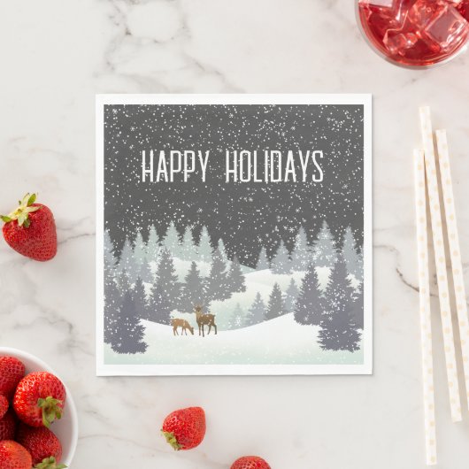 Kerstdeer en winterpines servet (Insitu)