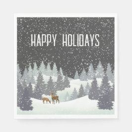 Kerstdeer en winterpines servet