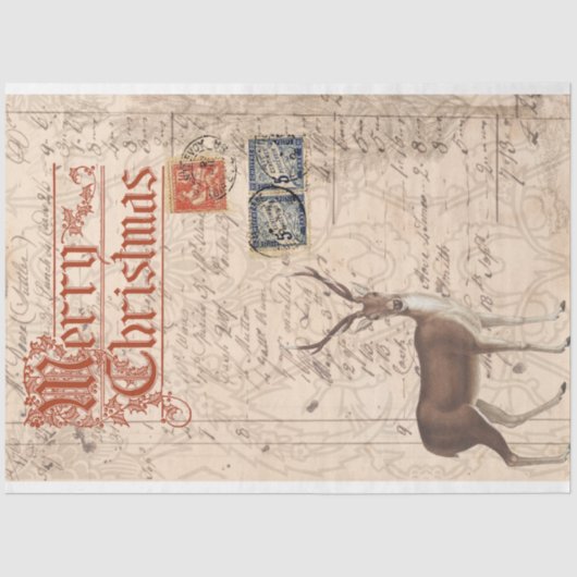 Kerstdeer Ephemera-ontkoppelpapier Tissuepapier (Voorkant)