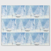 Kerstdeer Forest Snow Falling Winter Treins Cadeaupapier (Vlak)