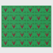 Kerstdeer Holly Holiday Wrapping Paper Cadeaupapier (Vlak)