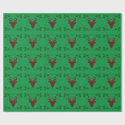 Kerstdeer Holly Holiday Wrapping Paper Cadeaupapier (Vlak)