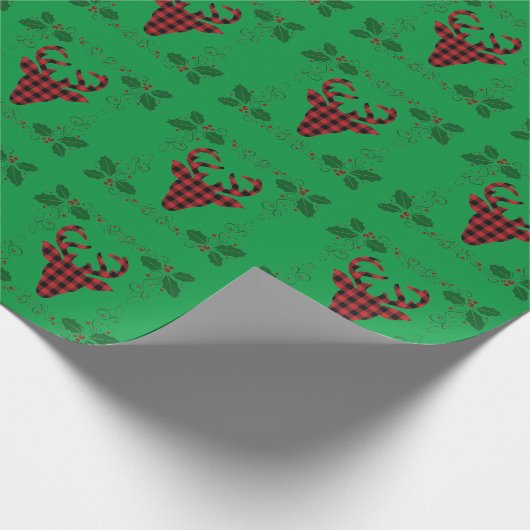 Kerstdeer Holly Holiday Wrapping Paper Cadeaupapier (Hoek)